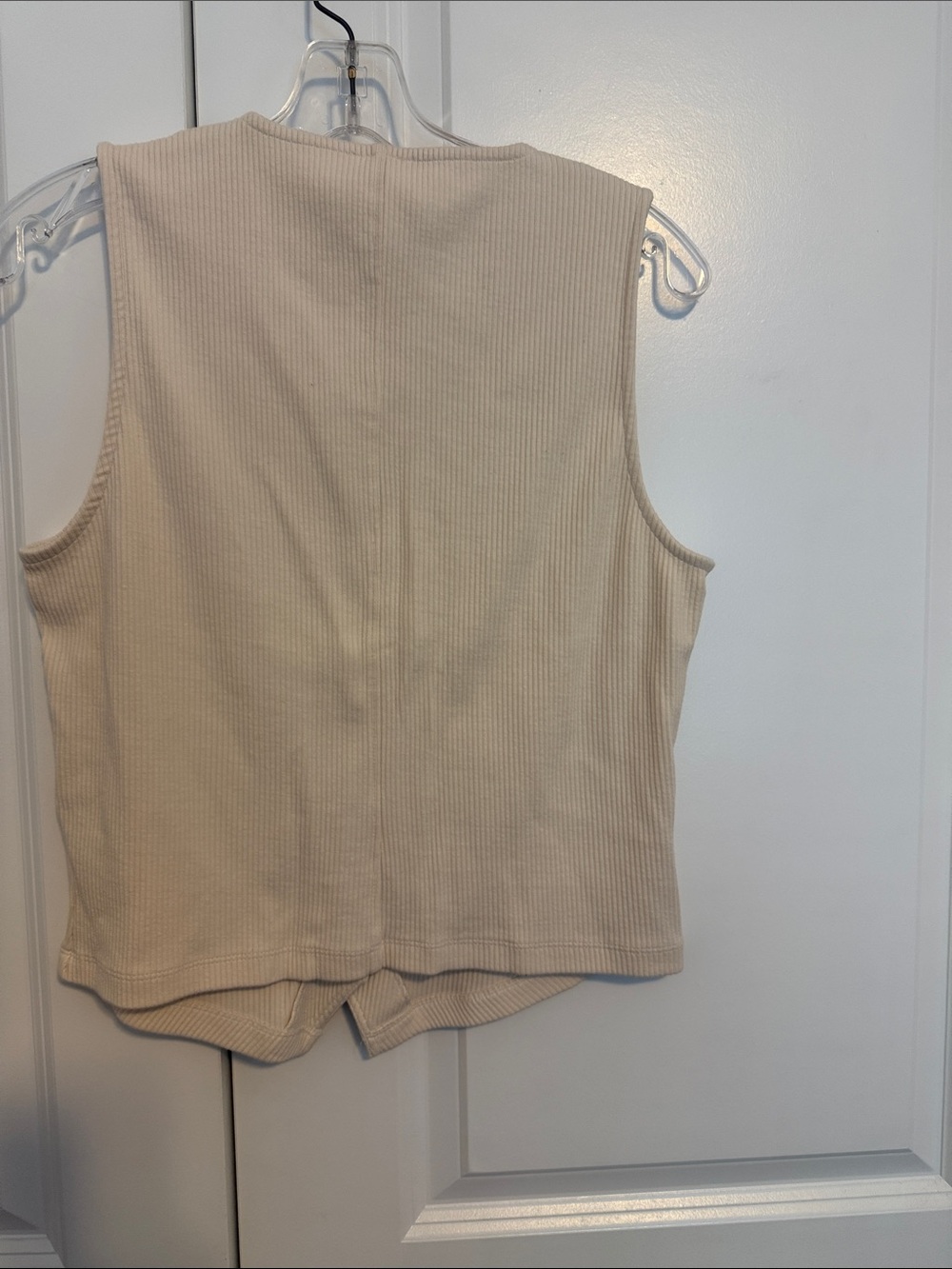 Madewell Cream Ribbed Button-Front Tank - Picture 2 of 4